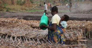 Une femme arrosant le champ maraicher de Tshanga Tshanga (Ph. Tiers)