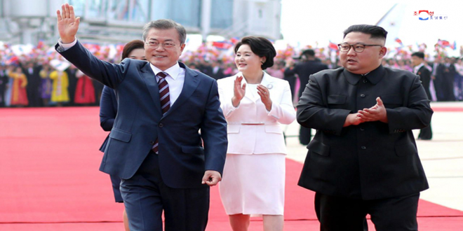 Arrivée à Pyongyang du Président sud-coréen et de sa suite