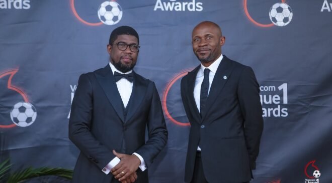 Côte à côte, le ministre des sports et loisirs, Serge Nkonde et celui de la communication et médias, Patrick Muyaya. Ph. VL1